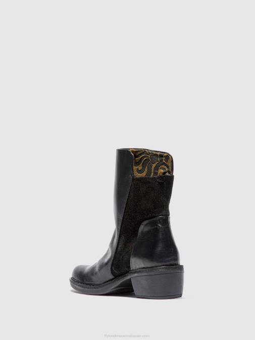 RUG/OILSUEDE BLACK XX0D171 Zip Up Ankle Boots MELY074 Fly London Women