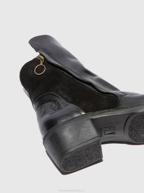 RUG/OILSUEDE BLACK XX0D171 Zip Up Ankle Boots MELY074 Fly London Women