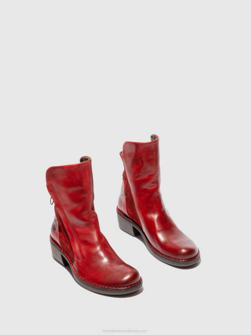 RUG/OILSUEDE RED XX0D179 Zip Up Ankle Boots MELY074 Fly London Women