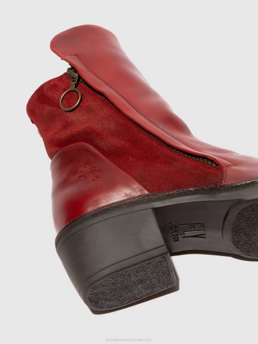 RUG/OILSUEDE RED XX0D179 Zip Up Ankle Boots MELY074 Fly London Women