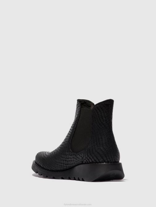 SALV CROCO BLACK XX0D14 Chelsea Ankle Boots Fly London Women
