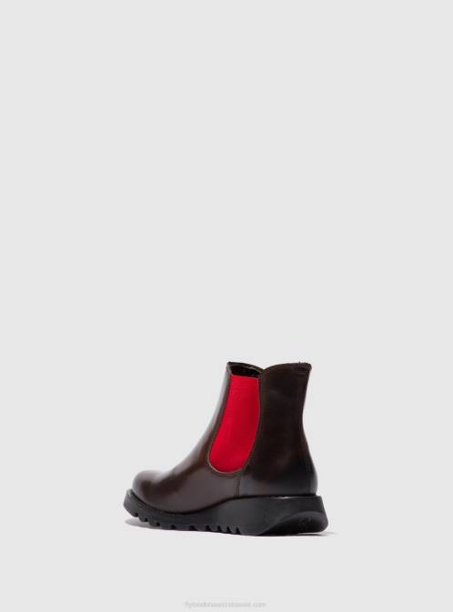 SALV RUG DK. BROWN (RED ELASTIC) XX0D170 Chelsea Ankle Boots Fly London Women