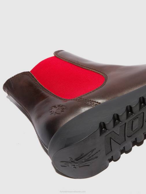 SALV RUG DK. BROWN (RED ELASTIC) XX0D170 Chelsea Ankle Boots Fly London Women