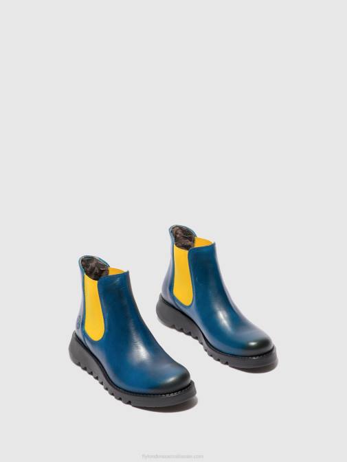 SALV RUG ROYAL BLUE (MUSTARD ELASTIC) XX0D214 Chelsea Ankle Boots Fly London Women