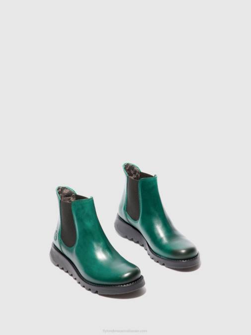 SALV RUG SHAMROCK GREEN (BLACK ELASTIC) XX0D215 Chelsea Ankle Boots Fly London Women