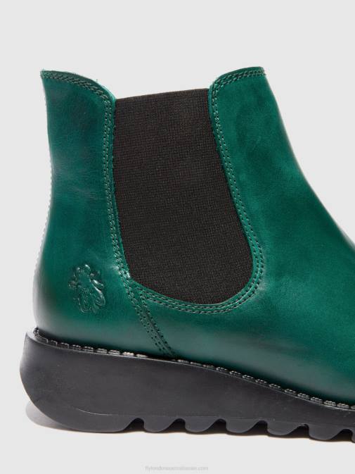 SALV RUG SHAMROCK GREEN (BLACK ELASTIC) XX0D215 Chelsea Ankle Boots Fly London Women