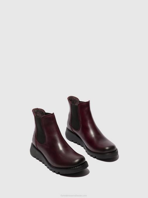SALV WINE (BLACK ELASTIC) XX0D21 Chelsea Ankle Boots Fly London Women