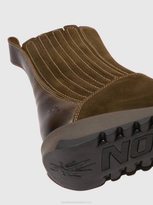SLUDGE/OLIVE XX0D36 Zip Up Ankle Boots SUZY899 Fly London Women