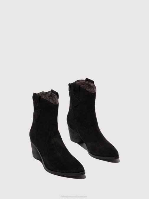 SUEDE BLACK XX0D188 Zip Up Ankle Boots ALBA825 Fly London Women