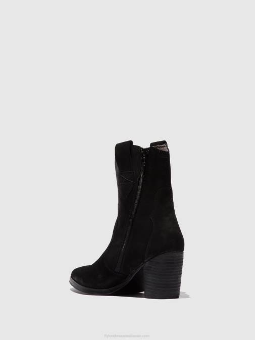 SUEDE BLACK XX0D188 Zip Up Ankle Boots ALBA825 Fly London Women