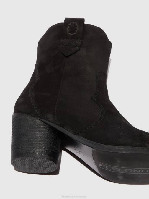 SUEDE BLACK XX0D188 Zip Up Ankle Boots ALBA825 Fly London Women
