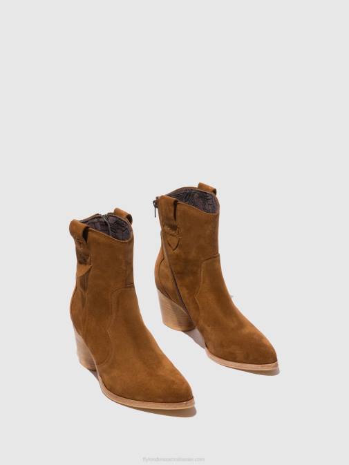 SUEDE COGNAC XX0D187 Zip Up Ankle Boots ALBA825 Fly London Women