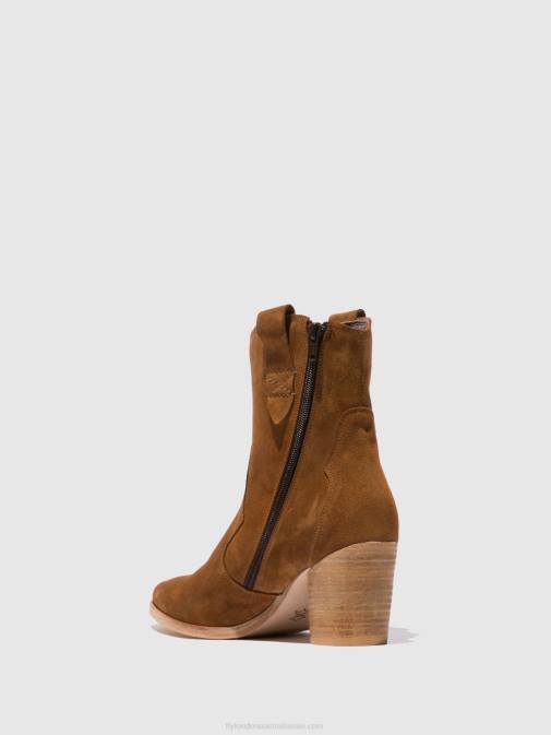 SUEDE COGNAC XX0D187 Zip Up Ankle Boots ALBA825 Fly London Women