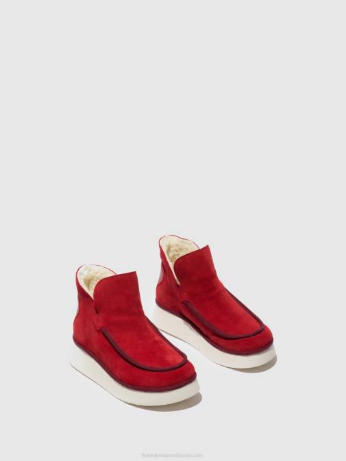 SUEDE/RUG CARMINE RED XX0D192 Round Toe Ankle Boots COZE348 Fly London Women
