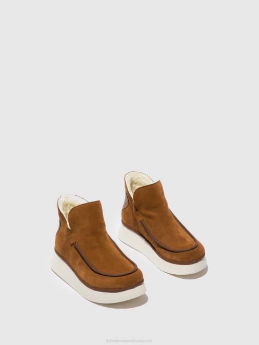 SUEDE/RUG COGNAC XX0D173 Round Toe Ankle Boots COZE348 Fly London Women