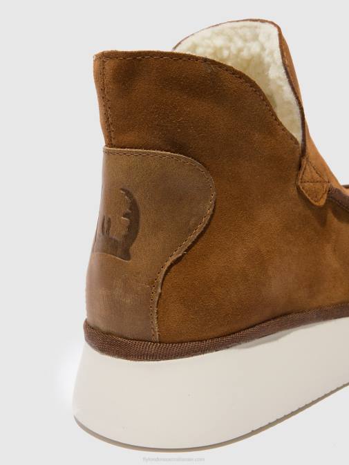 SUEDE/RUG COGNAC XX0D173 Round Toe Ankle Boots COZE348 Fly London Women