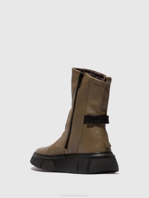 TAUPE (BLACK SOLE) XX0D60 Zip Up Ankle Boots ESEN485 Fly London Women
