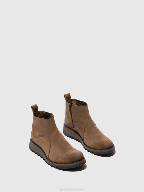TAUPE/CAMEL XX0D37 Zip Up Ankle Boots SELY918 Fly London Women