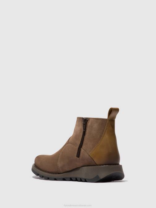 TAUPE/CAMEL XX0D37 Zip Up Ankle Boots SELY918 Fly London Women
