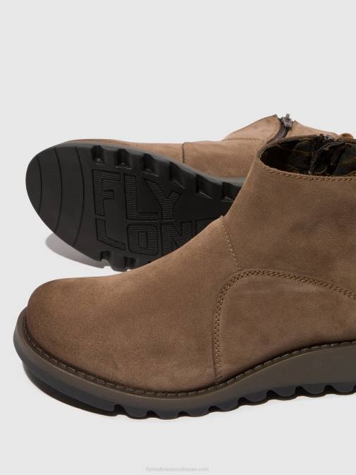 TAUPE/CAMEL XX0D37 Zip Up Ankle Boots SELY918 Fly London Women