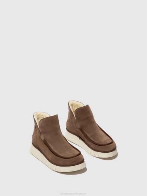 TAUPE/CAMEL XX0D84 Round Toe Ankle Boots COZE348 Fly London Women