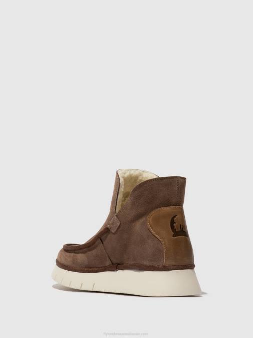TAUPE/CAMEL XX0D84 Round Toe Ankle Boots COZE348 Fly London Women
