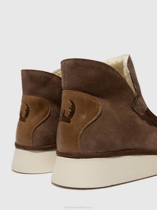 TAUPE/CAMEL XX0D84 Round Toe Ankle Boots COZE348 Fly London Women