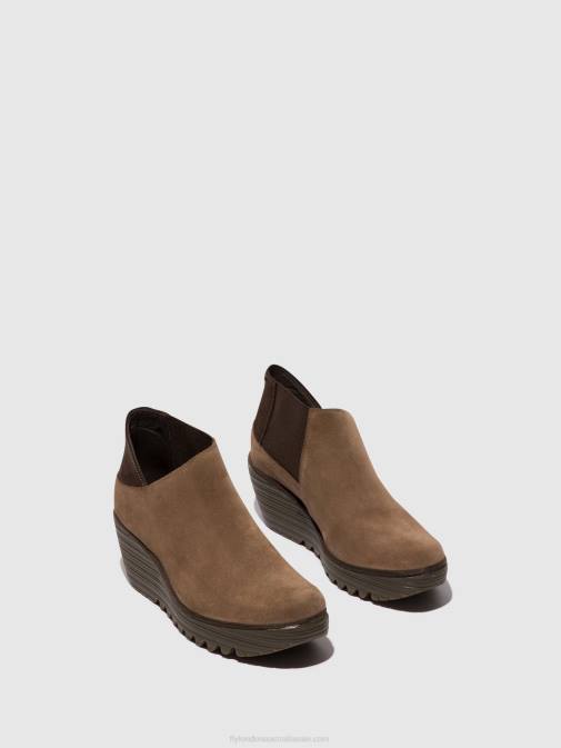 TAUPE/EXPRESSO XX0D28 Zip Up Ankle Boots YEGO400 Fly London Women