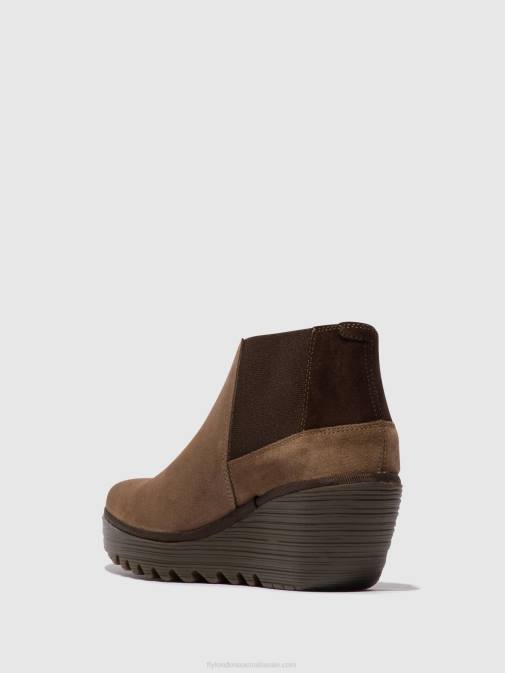 TAUPE/EXPRESSO XX0D28 Zip Up Ankle Boots YEGO400 Fly London Women