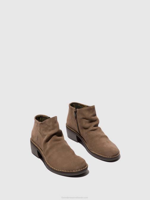 TAUPE XX0D53 Zip Up Ankle Boots MERK093 Fly London Women