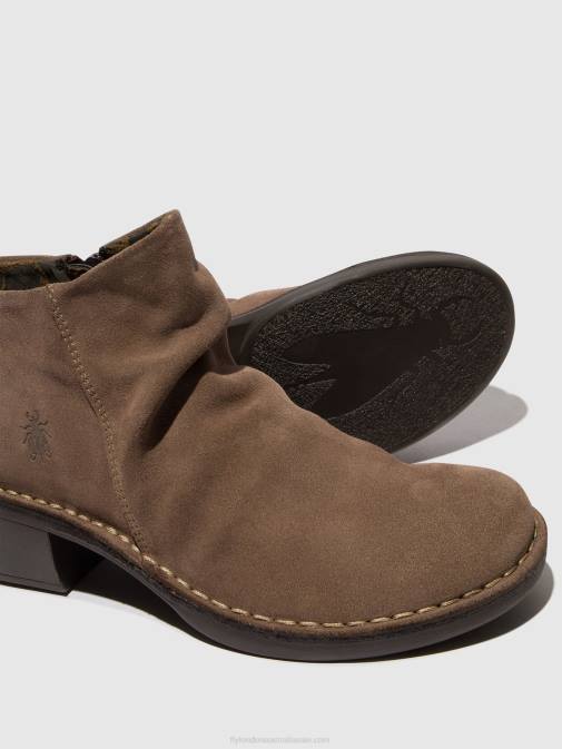 TAUPE XX0D53 Zip Up Ankle Boots MERK093 Fly London Women