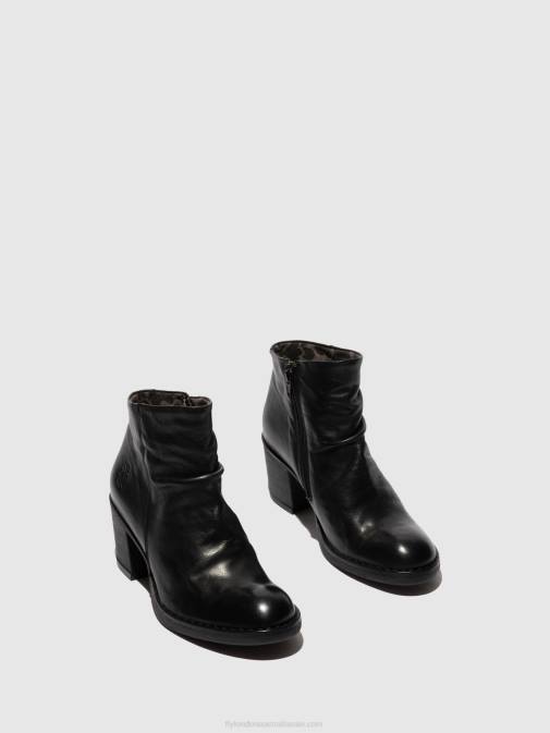 VERONA BLACK XX0D185 Zip Up Ankle Boots BELL061 Fly London Women