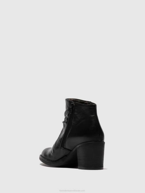 VERONA BLACK XX0D185 Zip Up Ankle Boots BELL061 Fly London Women