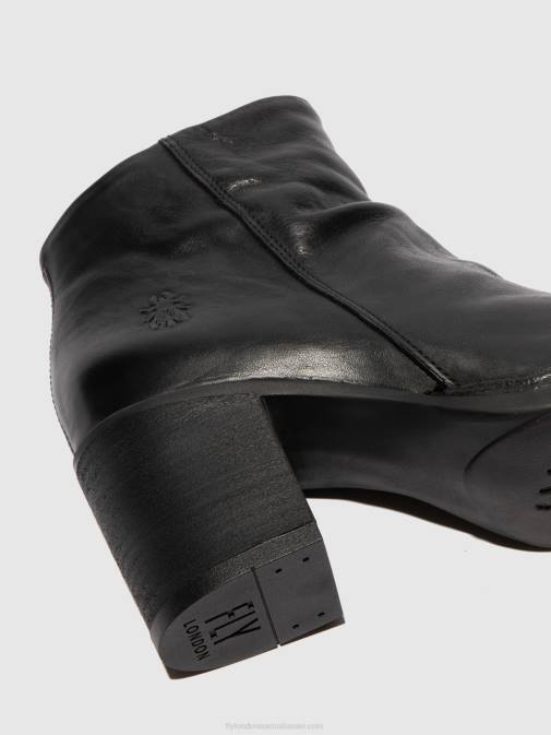 VERONA BLACK XX0D185 Zip Up Ankle Boots BELL061 Fly London Women