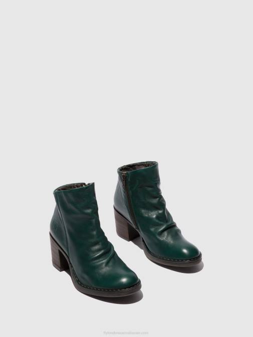 VERONA GREEN FOREST XX0D186 Zip Up Ankle Boots BELL061 Fly London Women