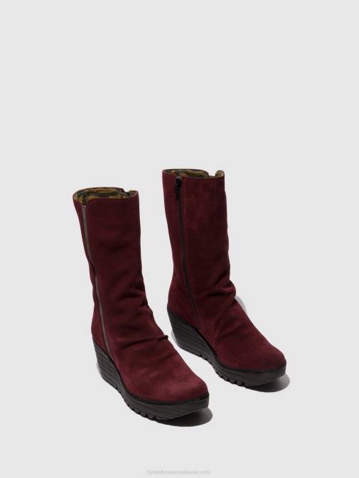 WINE/DIESEL XX0D26 Zip Up Ankle Boots YEMY408 Fly London Women