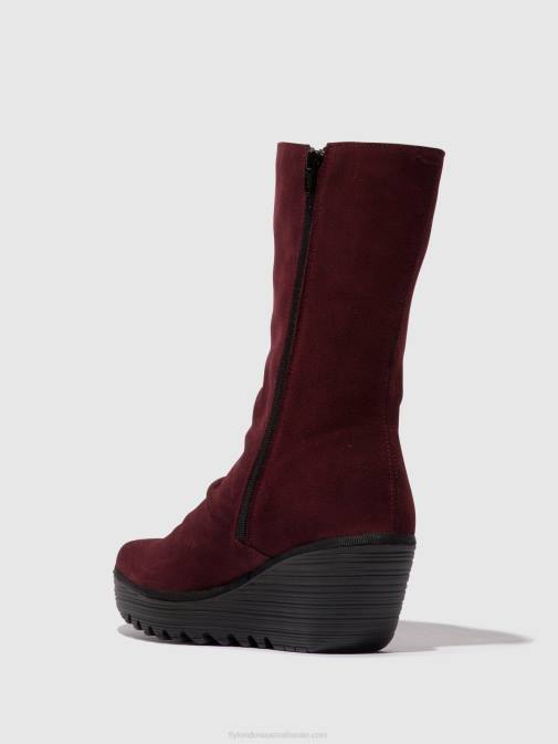 WINE/DIESEL XX0D26 Zip Up Ankle Boots YEMY408 Fly London Women