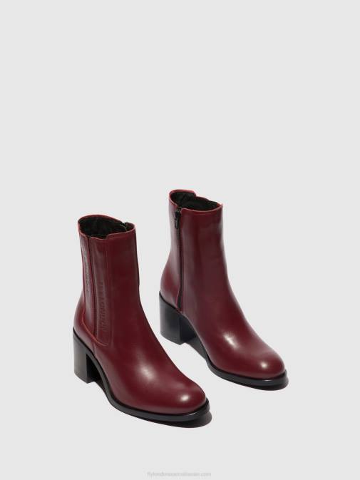 WINE XX0D72 Zip Up Ankle Boots AMEL913 Fly London Women