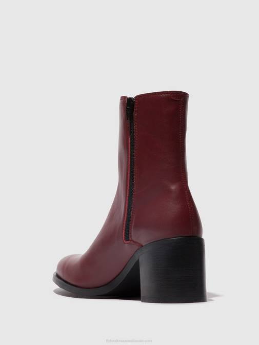 WINE XX0D72 Zip Up Ankle Boots AMEL913 Fly London Women