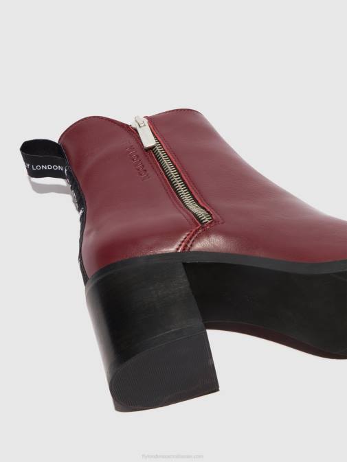WINE XX0D80 Zip Up Ankle Boots ADER912 Fly London Women