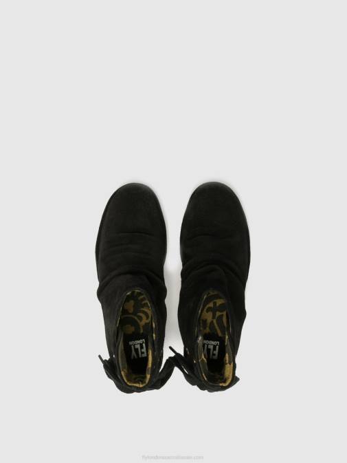 YAMA SUEDE BLACK XX0D17 Wedge Ankle Boots Fly London Women