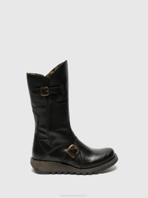 BLACK XX0D348 Buckle Boots MES 2 Fly London Women