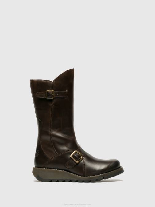 DK BROWN XX0D347 Buckle Boots MES 2 Fly London Women