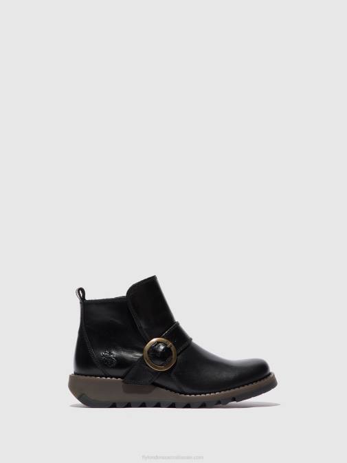 RUG BLACK XX0D337 Buckle Boots SIAS812 Fly London Women