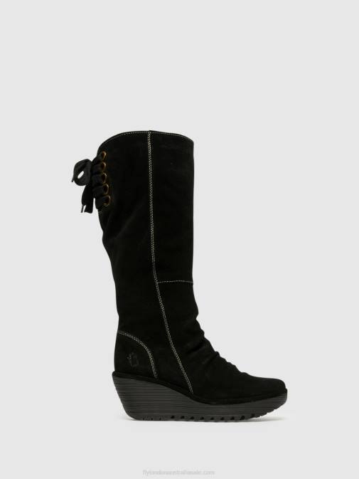 BLACK XX0D354 Knee-High Boots YUST Fly London Women