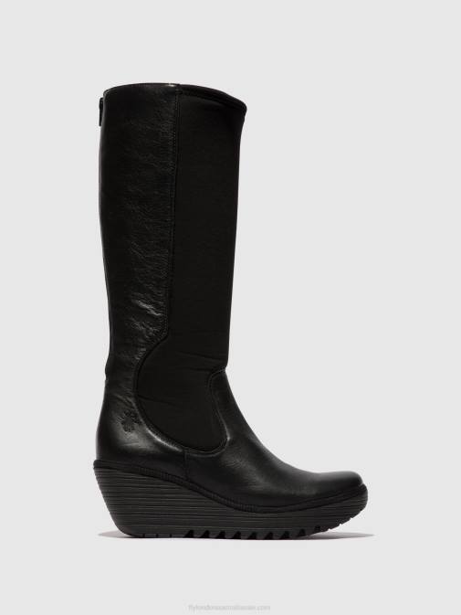 BLACK XX0D295 Zip Up Boots YOJA401 Fly London Women