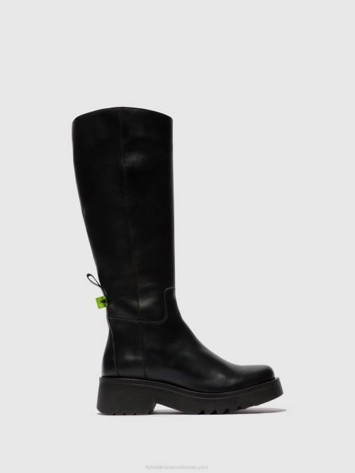 BLACK XX0D302 Zip Up Boots MYNT908 Fly London Women