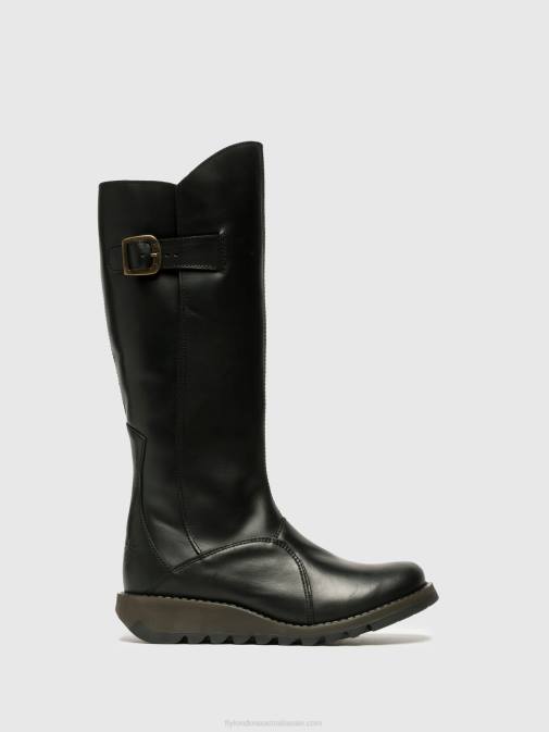BLACK XX0D353 Zip Up Boots MOL 2 Fly London Women