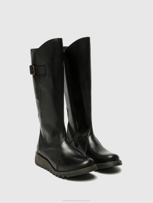 BLACK XX0D353 Zip Up Boots MOL 2 Fly London Women