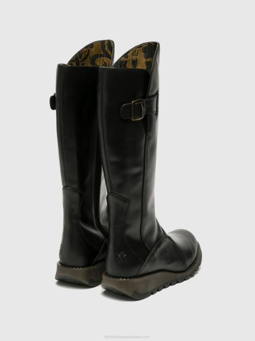 BLACK XX0D353 Zip Up Boots MOL 2 Fly London Women